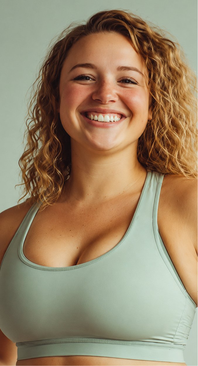 A smiling patient in athletic wear after medical weight loss treatment