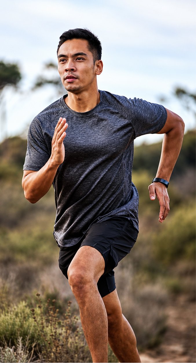 A man running on a trail after medical weight loss treatment