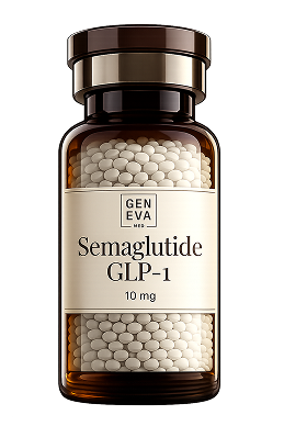 A GENEVA Med vial of compounded semaglutide, a GLP-1 weight loss medication