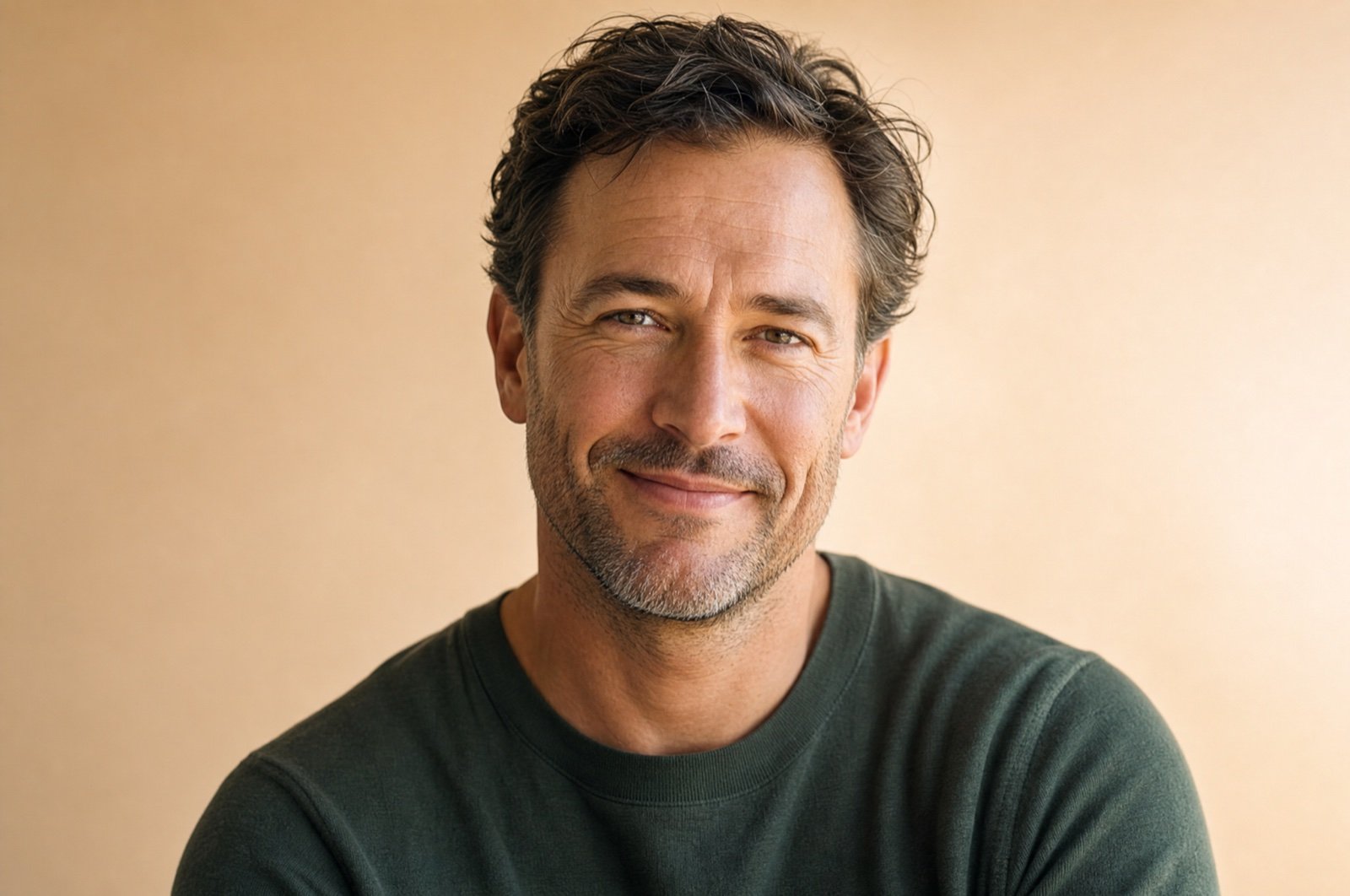 A man smiling during a men's health visit at GENEVA Med