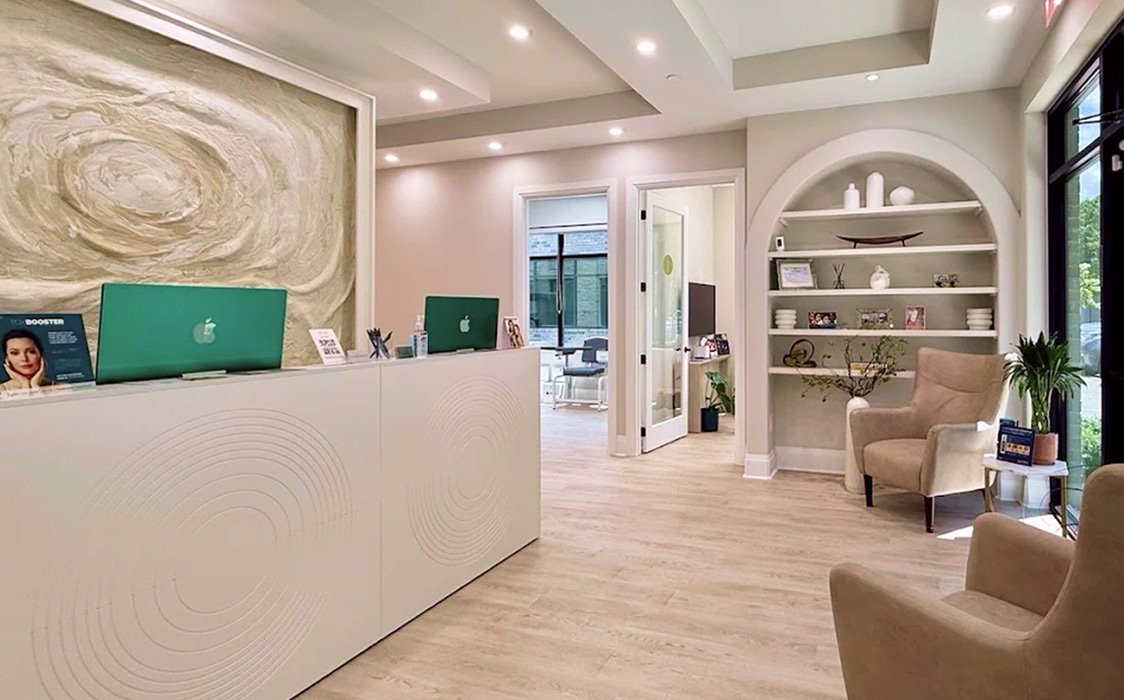 Reception and patient check-in area at Geneva Primary Care in Alpharetta