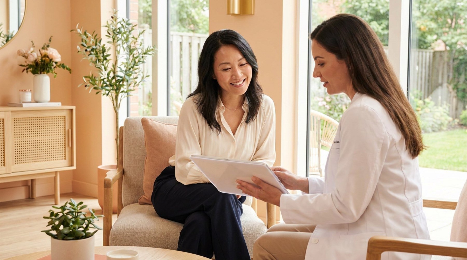 Physician and patient reviewing one connected health record at GENEVA Med