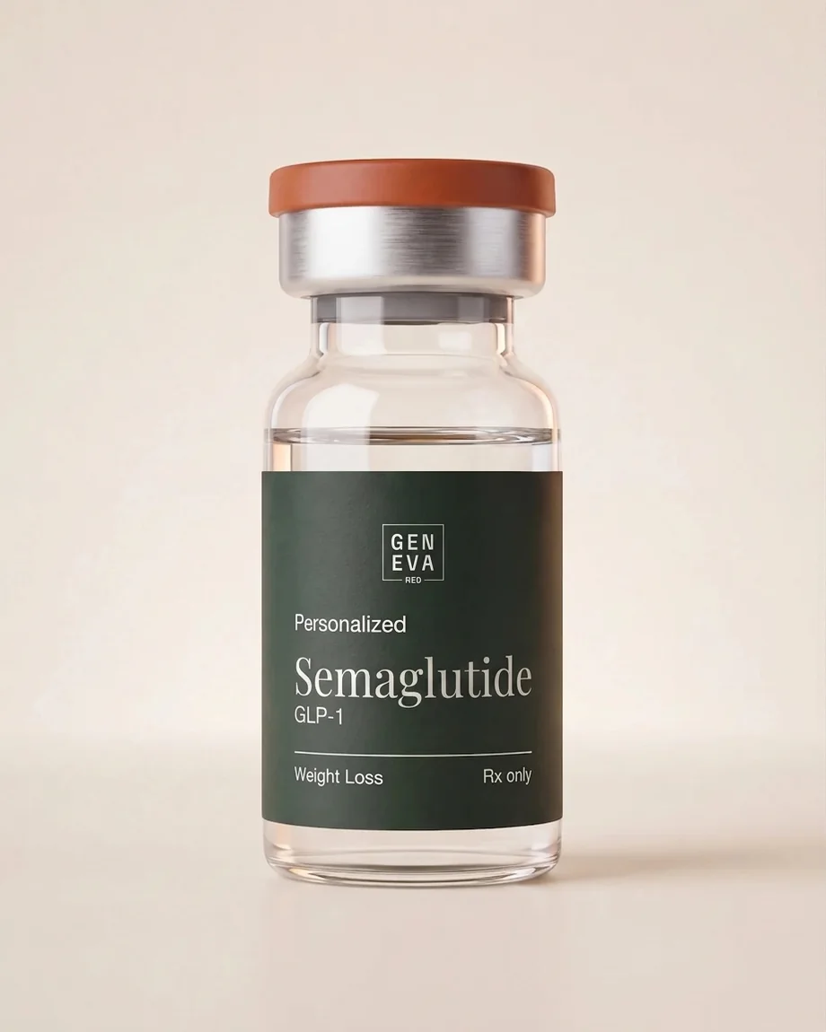 A GENEVA vial labeled Personalized Semaglutide