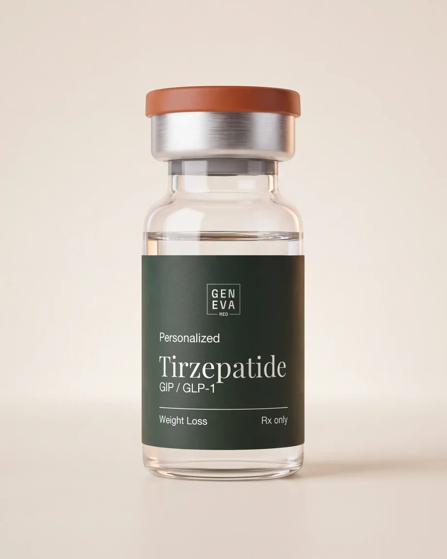 A GENEVA vial labeled Personalized Tirzepatide
